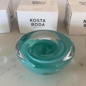 Kosta Boda pink and dark turquoise bundle